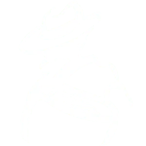 Umoja Coffee main icon with portraying an illustration of a coffee plantation worker carrying coffee in the basket swung over his shoulder. White outline on transparent background.